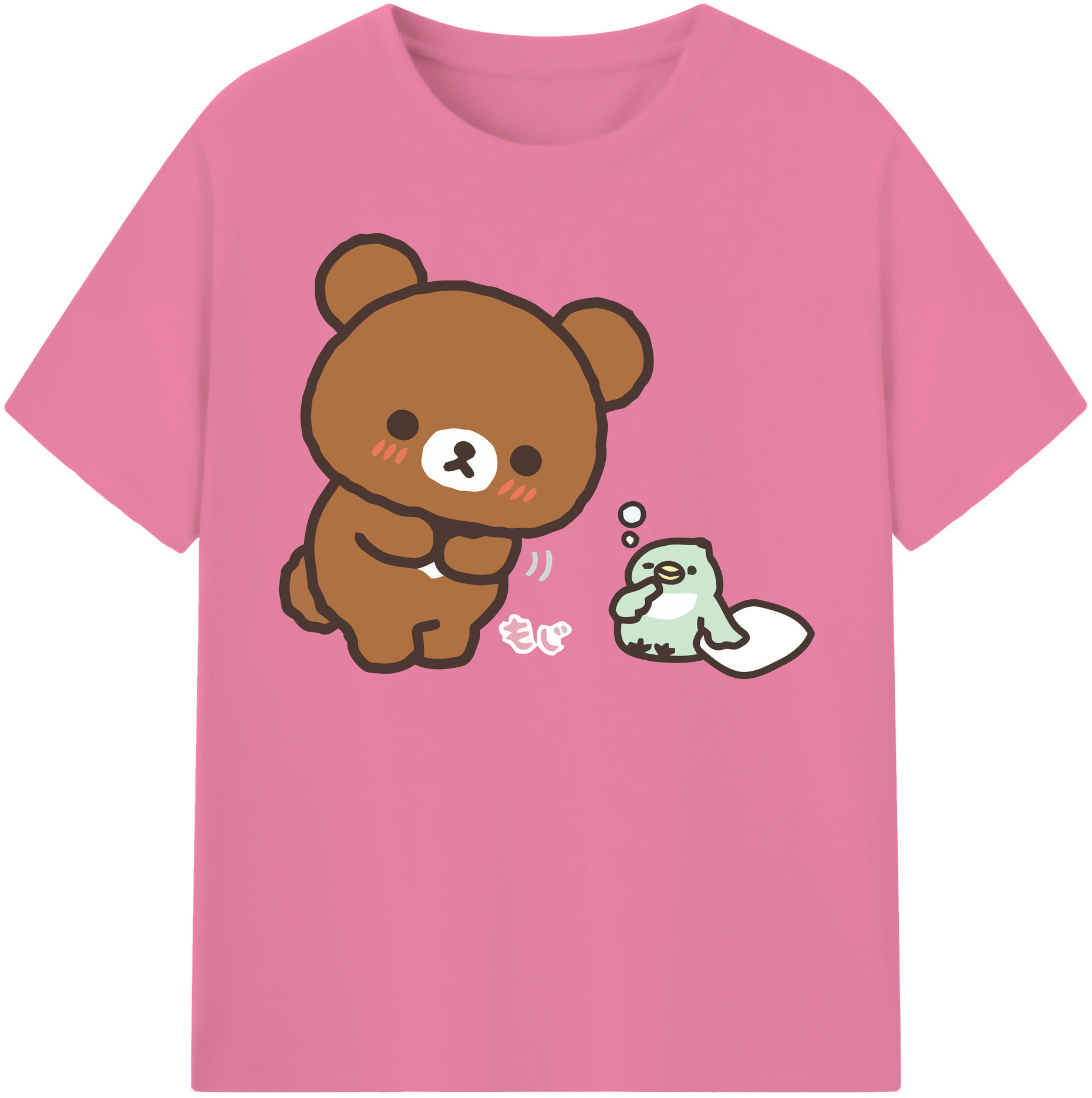 （画像用） リラックマ リラックマ キイロイトリ Rilakkuma Korilakkuma Kiiroitori 綿100％半袖Tシャツ（フロントプリント）